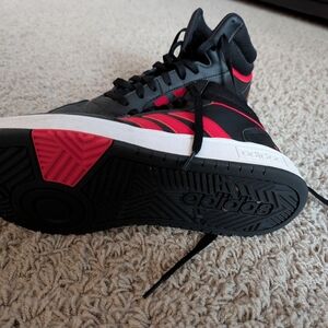 Adidas Black and Red High-Top Sneakers